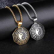 Buddha Stones Titanium Steel Bagua Yin Yang Pattern Balance Necklace Pendant Necklaces & Pendants BS 18