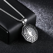 Buddha Stones Titanium Steel Bagua Yin Yang Pattern Balance Necklace Pendant