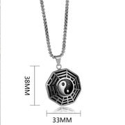 Buddha Stones Titanium Steel Bagua Yin Yang Pattern Balance Necklace Pendant Necklaces & Pendants BS 17