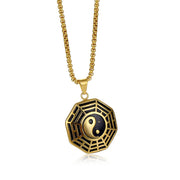 Buddha Stones Titanium Steel Bagua Yin Yang Pattern Balance Necklace Pendant