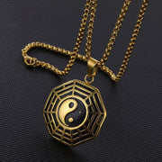 Buddha Stones Titanium Steel Bagua Yin Yang Pattern Balance Necklace Pendant