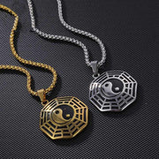 Buddha Stones Titanium Steel Bagua Yin Yang Pattern Balance Necklace Pendant