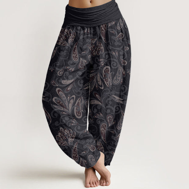 Buddha Stones Casual Flower Petals Design Women's Elastic Waist Harem Pants