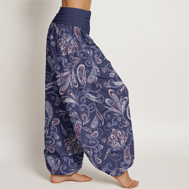 Buddha Stones Casual Flower Petals Design Women's Elastic Waist Harem Pants