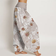 Buddha Stones Maple Leaves And Branches Pattern Women's Elastic Waist Harem Pants