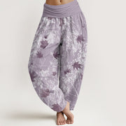 Buddha Stones Maple Leaves And Branches Pattern Women's Elastic Waist Harem Pants