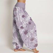 Buddha Stones Maple Leaves And Branches Pattern Women's Elastic Waist Harem Pants