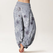 Buddha Stones Maple Leaves And Branches Pattern Women's Elastic Waist Harem Pants