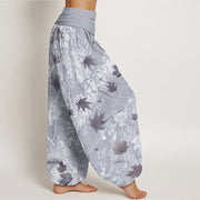 Buddha Stones Maple Leaves And Branches Pattern Women's Elastic Waist Harem Pants