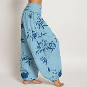 Buddha Stones Branch Pattern Women's Elastic Waist Harem Pants