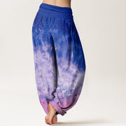 Buddha Stones Vast Ocean Pattern Women's Elastic Waist Harem Pants