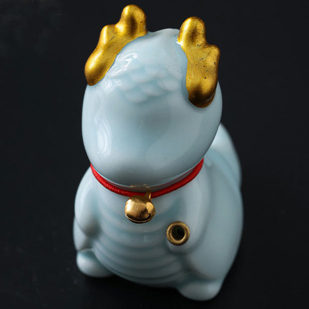 Buddha Stones Dragon Bell Healing Ceramic Incense Burner Desk Decoration Incense Burner & Tea Pet BS 3