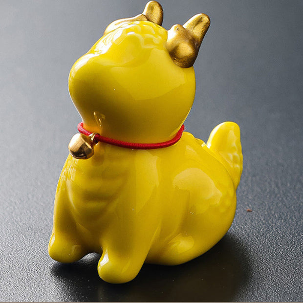 Buddha Stones Dragon Bell Healing Ceramic Incense Burner Desk Decoration Incense Burner & Tea Pet BS Yellow Dragon Bell 5.1*3.3*5.6cm