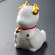 Buddha Stones Dragon Bell Healing Ceramic Incense Burner Desk Decoration Incense Burner & Tea Pet BS White Dragon Bell 5.4*3.5*6cm