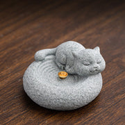 Buddha Stones Cute Lazy Standing Cat Healing Incense Burner Desk Decoration Incense Burner BS Lazy Cat 6.5*6.5*3.5cm