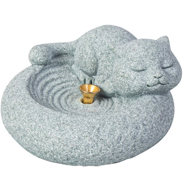 Buddha Stones Cute Lazy Standing Cat Healing Incense Burner Desk Decoration Incense Burner BS 27