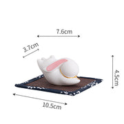 Buddha Stones Flying Rabbit Bamboo Mat Healing Ceramic Incense Burner Desk Decoration