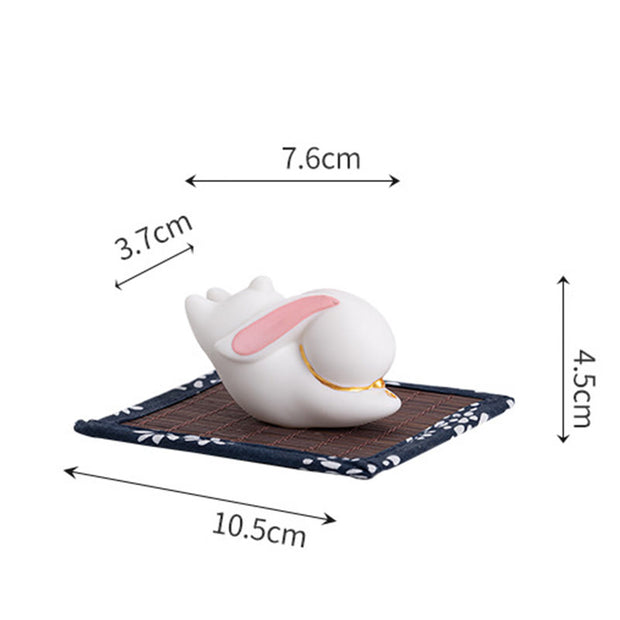 Buddha Stones Flying Rabbit Bamboo Mat Healing Ceramic Incense Burner Desk Decoration Incense Burner BS 6