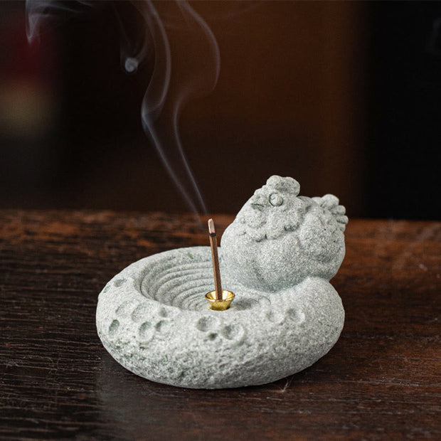 Buddha Stones Chinese Zodiac Healing Incense Burner Desk Decoration Incense Burner BS Rooster 7.2*6.3*4.2cm