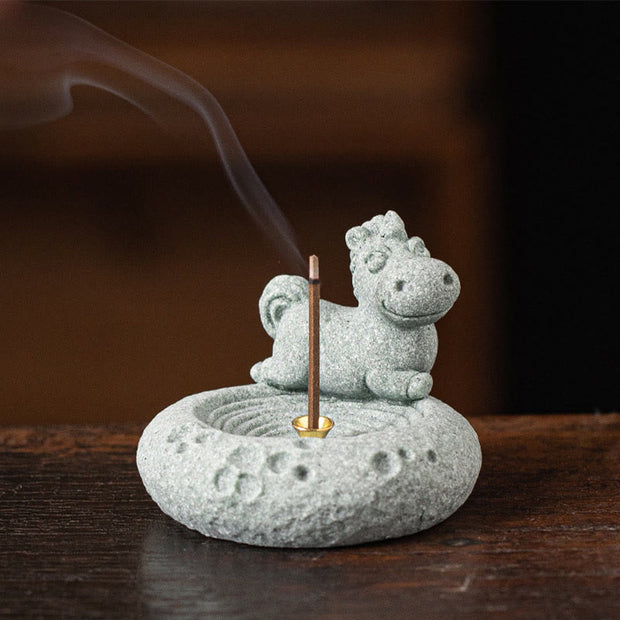 Buddha Stones Chinese Zodiac Healing Incense Burner Desk Decoration Incense Burner BS Horse 6.5*6.3*5.3cm