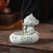 Buddha Stones Chinese Zodiac Healing Incense Burner Desk Decoration Incense Burner BS Monkey 7*6.3*6cm