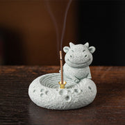 Buddha Stones Chinese Zodiac Healing Incense Burner Desk Decoration Incense Burner BS Ox 6.6*6.3*5cm