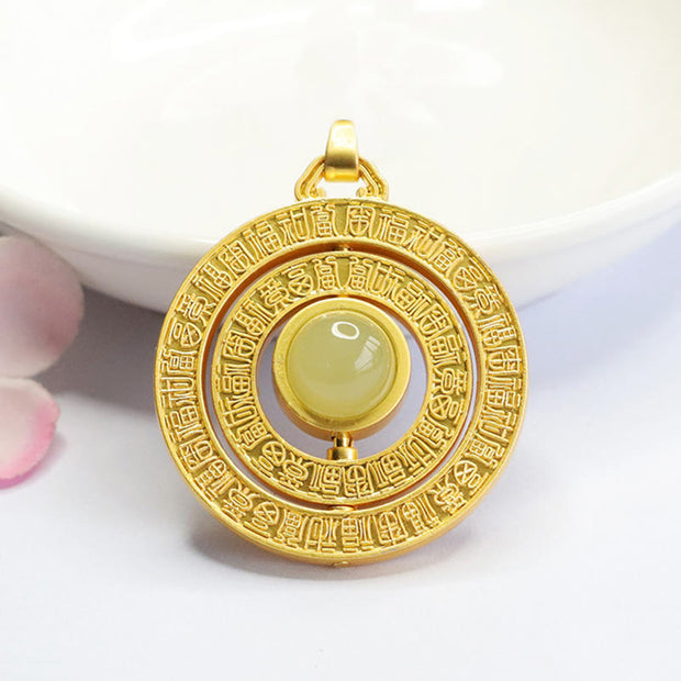 Buddha Stones Hetian Jade Hundred Blessings Fu Character Luck Rotatable Necklace Pendant Necklaces & Pendants BS 9