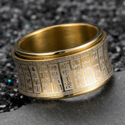 FREE Today: Strengthen Balance Tibetan Script Golden Light Mantra Titanium Steel Rotatable Ring