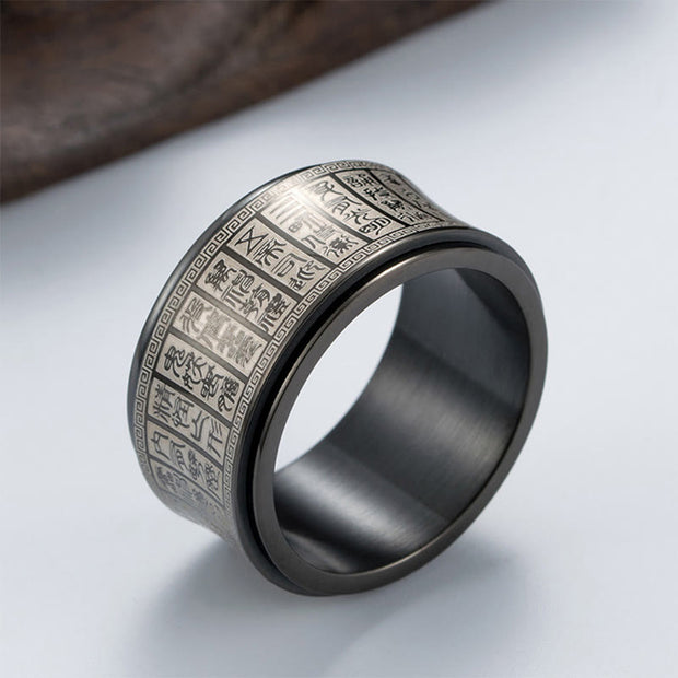 FREE Today: Strengthen Balance Tibetan Script Golden Light Mantra Titanium Steel Rotatable Ring