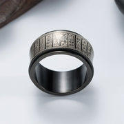 FREE Today: Strengthen Balance Tibetan Script Golden Light Mantra Titanium Steel Rotatable Ring