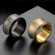 FREE Today: Strengthen Balance Tibetan Script Golden Light Mantra Titanium Steel Rotatable Ring