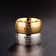 Buddha Stones Tibetan Seal Heart Sutra Titanium Steel Balance Ring