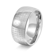 Buddha Stones Tibetan Seal Heart Sutra Titanium Steel Balance Ring Ring BS 12