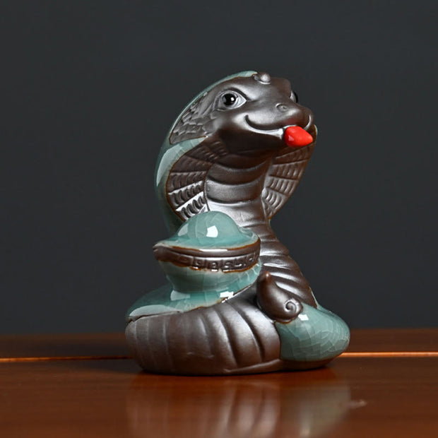 Buddha Stones Year Of The Snake Ingot Fu Character Ceramic Home Decoration Decorations BS 8