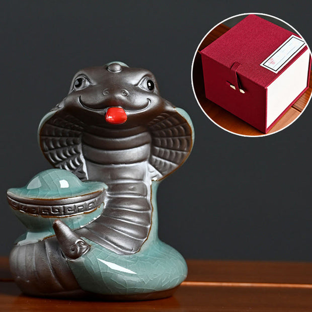 Buddha Stones Year Of The Snake Ingot Fu Character Ceramic Home Decoration Decorations BS 6