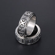 Buddha Stones Tibetan Om Mani Padme Hum Titanium Steel Spinner Balance Ring Ring BS 18