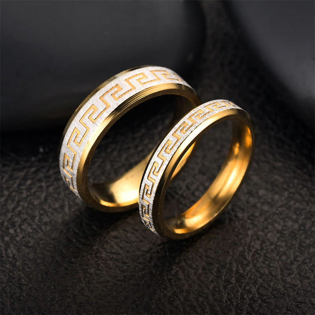 Buddha Stones Tibetan Great Wall Pattern Titanium Steel Balance Ring Ring BS 4mm US12