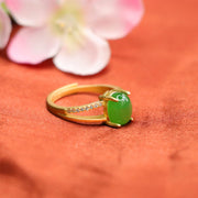 FREE Today: Prosperity Luck Natural Hetian Jade Egg Hollow Copper Adjustable Ring