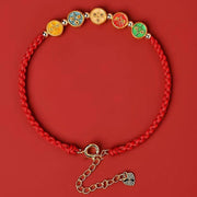 Buddha Stones Red String 925 Sterling Silver Five Ways God Of Wealth Connection Bracelet Bracelet BS 1