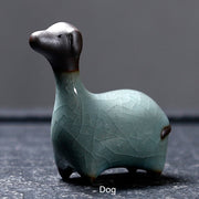 Buddha Stones Chinese Zodiac Ceramic Tea Pet Home Decoration Decorations BS Black Dog 6.7*6.9cm