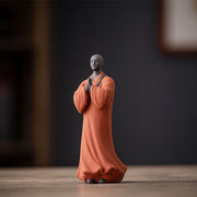 Buddha Stones Meditating Praying Monk Figure Ceramic Compassion Serenity Home Decoration