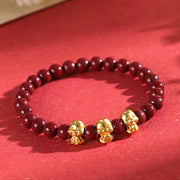 Buddha Stones Cinnabar 999 Sterling Silver Fu Character Coin Gold Ingot Year of the Snake Calm Bracelet Bracelet BS Three Snakes(Wrist Circumference: 14-16cm)