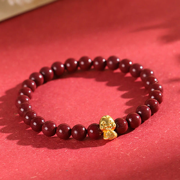 Buddha Stones Cinnabar 999 Sterling Silver Fu Character Coin Gold Ingot Year of the Snake Calm Bracelet Bracelet BS Fu Character Snake(Wrist Circumference: 14-16cm)