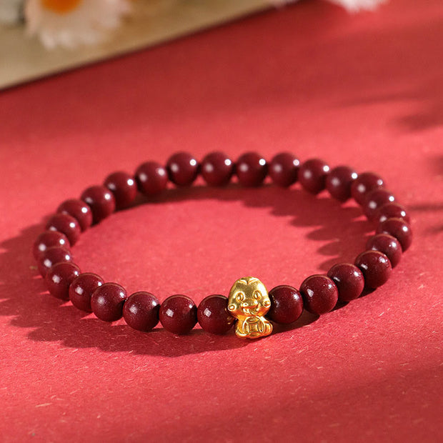 Buddha Stones Cinnabar 999 Sterling Silver Fu Character Coin Gold Ingot Year of the Snake Calm Bracelet Bracelet BS Coin Snake(Wrist Circumference: 14-16cm)