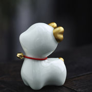 Buddha Stones Mini Deer Tea Pet Ceramic Home Desk Figurine Decoration Decorations BS Light Green Deer 4*2.7*5.3cm