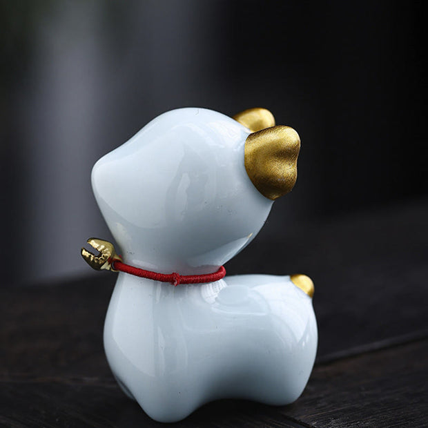 Buddha Stones Mini Deer Tea Pet Ceramic Home Desk Figurine Decoration Decorations BS Blue Deer 4*2.7*5.3cm