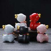 Buddha Stones Mini Deer Tea Pet Ceramic Home Desk Figurine Decoration