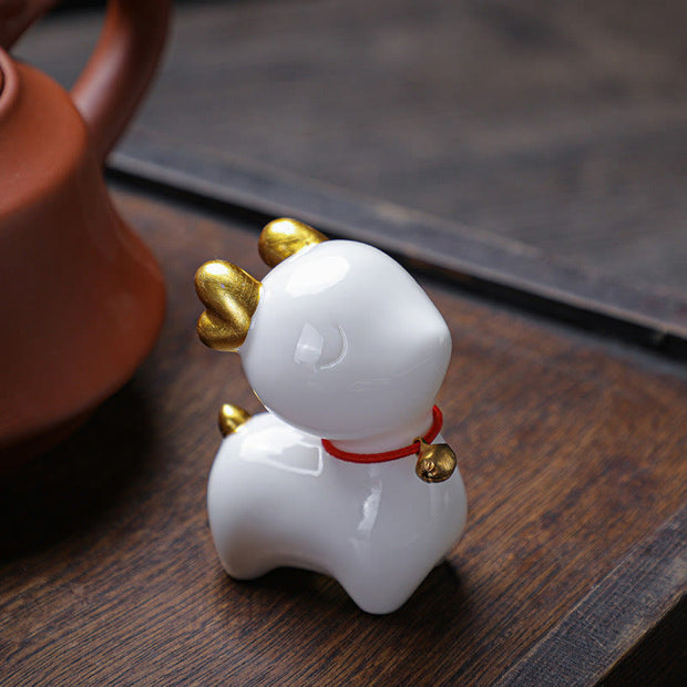 Buddha Stones Mini Deer Tea Pet Ceramic Home Desk Figurine Decoration Decorations BS 2