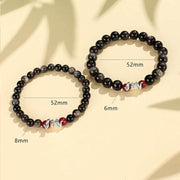 Buddha Stones Silver Sheen Obsidian Cinnabar Copper Year of the Snake Protection Bracelet Bracelet BS 4