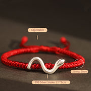 Buddha Stones Red String 999 Sterling Silver Year of the Snake Strength Bracelet Bracelet BS 3